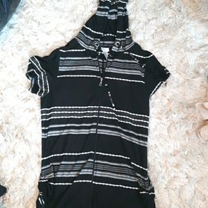 Hooded dahlia stripe zip up